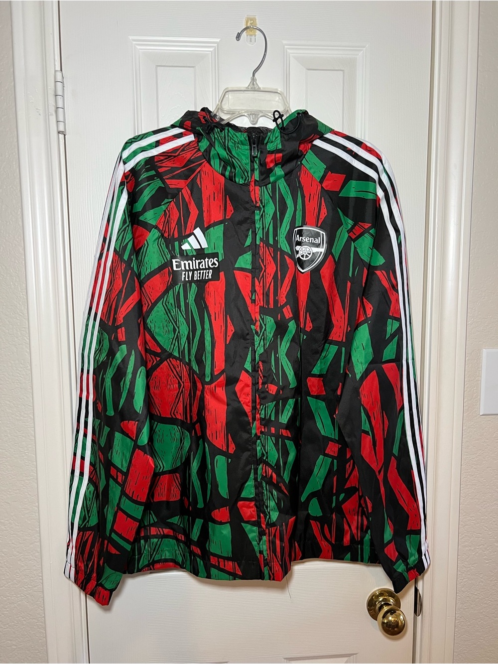 Arsenal x Adidas Hooded Zip Windbreaker Jacket